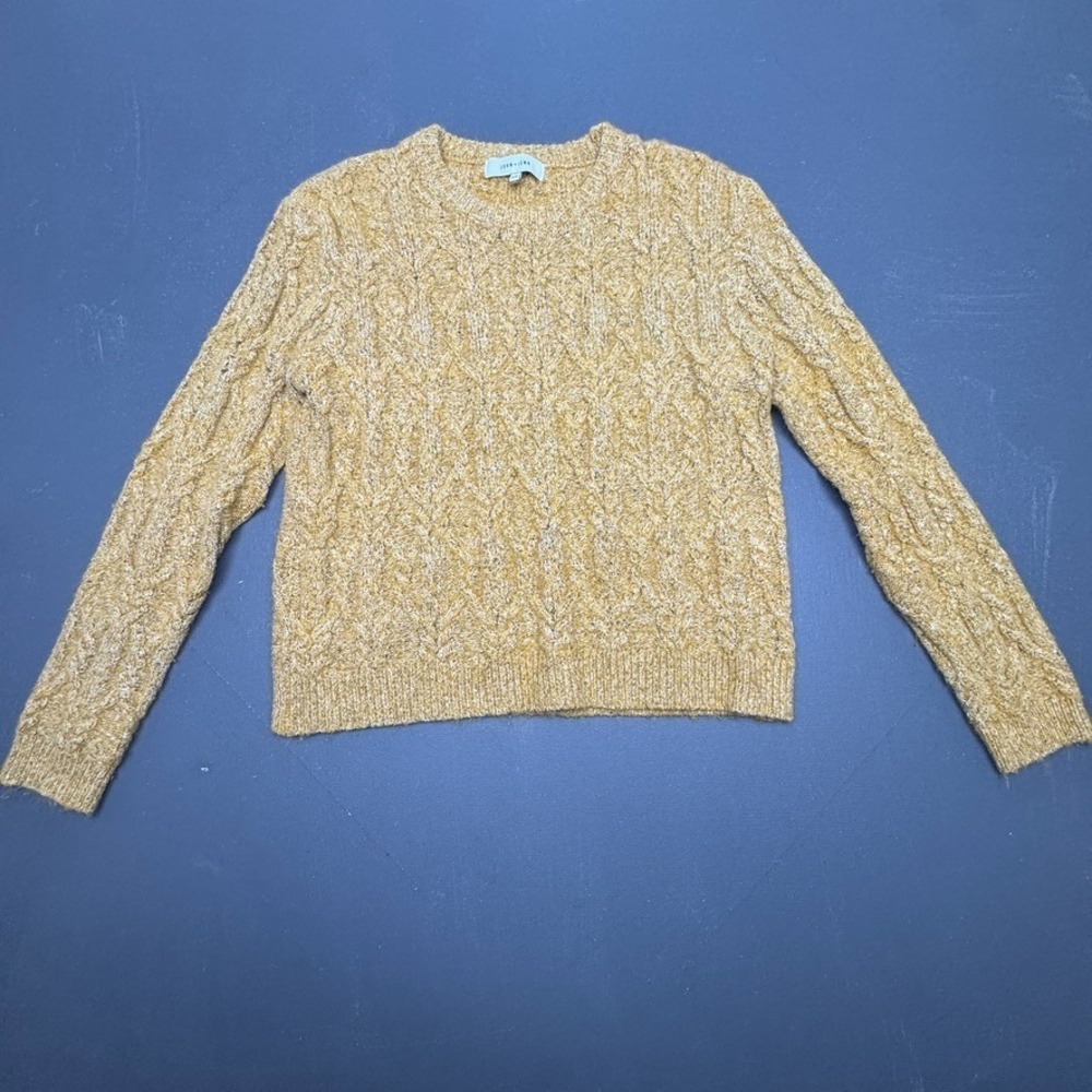 John + Jenn Sweater Women's Medium Yellow Pullover Crewneck Knit Casual Cozy
